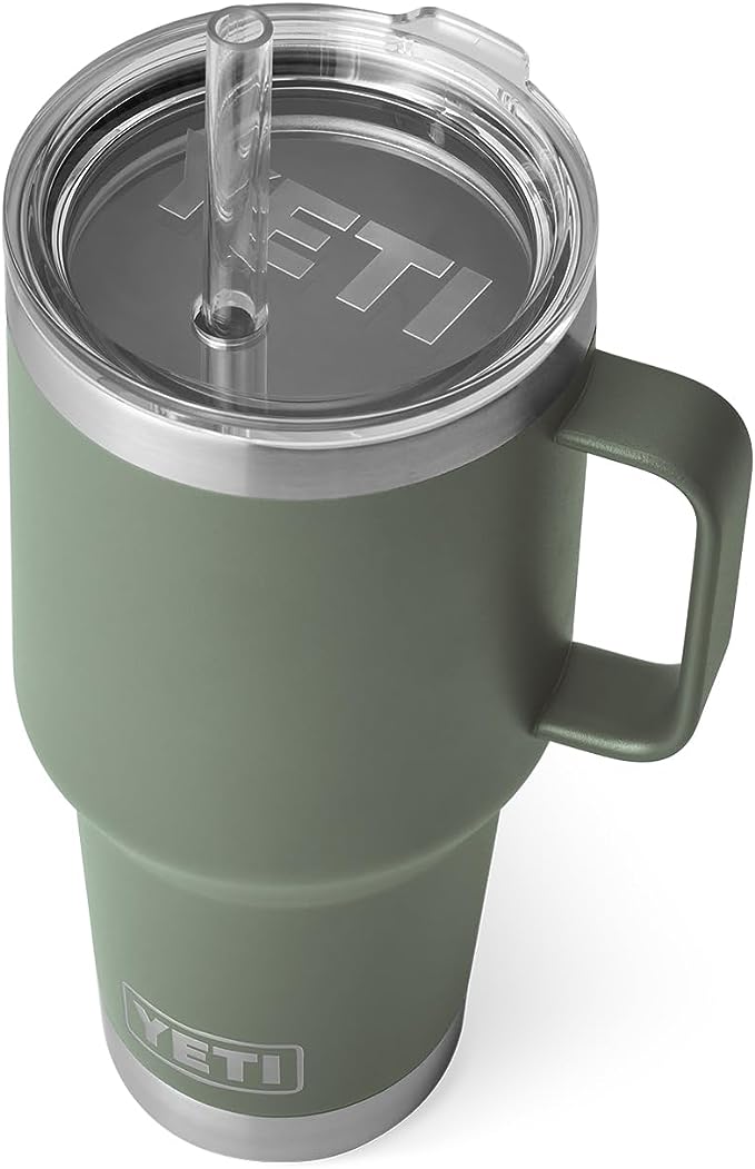 YETI Rambler 35 oz Straw Mug, Vacuum Insulated, Stainless Steel, Camp Green