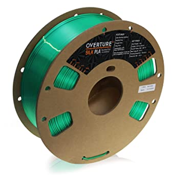 OVERTURE Silk Filament PLA 1.75mm Clog-Free Shiny 3D Printer Consumables, 1kg Spool (2.2lbs), Dimensional Accuracy  /- 0.05 mm, Fit Most FDM Printer(Silk Green)