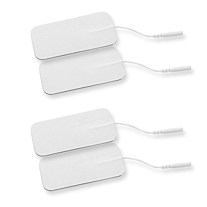 Large Tens Unit Pads Patches 2" x 4" Replacement Rectangular Electrodes 4 Pack Electro Pads for TENS Therapy Universally Compatible with Most TENS Machine Models Value Pack Reusable Premium Quality