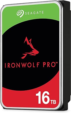 Seagate IronWolf Pro, 16 TB, Enterprise NAS Internal HDD –CMR 3.5 Inch, SATA 6 Gb/s, 7,200 RPM, 256 MB Cache for RAID Network Attached Storage, 3 year Rescue Services (ST16000NT001)