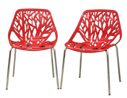 Fancierstudio Birch Sapling Plastic Accent Dining Chairs Red Tree Chair Tree Of Life Chair Set Of 2 Chairs D014R