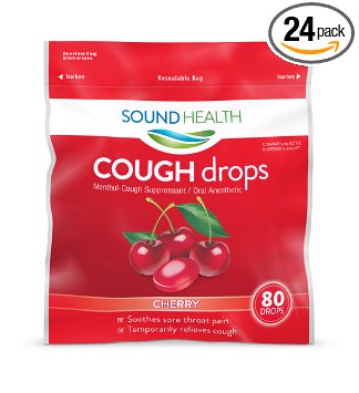 SoundHealth Cherry Cough Drops, 80 Count (Pack of 24)