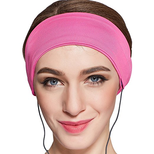 [Upgrade Cool Lycra] Sleep Headphones - Ultra Thin - Also May Be Used As Sleep Mask- Most Comfortable Headphones for Sleep - Perfect for Air Travel, Sports, Meditation and Relief From Insomnia (Lycra, Pink)