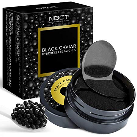 Under Eye Gel Patches, Black Caviar Extract Collagen Anti-Wrinkle Pads, Hydrogel Eye Patch - 60 Patches