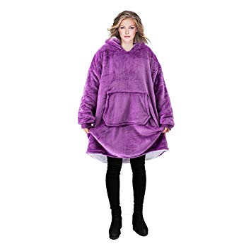 Reepow Hoodie Blanket Sweatshirt Featured on Shark Tank Oversized Wearable Blanket Warm Soft Comfortable Sherpa Hoodie for Women Men, One Size Fits All