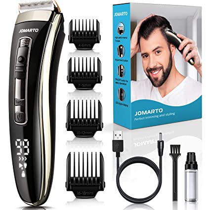 Trimmer for Men,Hair Clippers, JOMARTO Professional Cordless Clippers Kit Electric for Barbers Hair Cutting, Adjustable Frequency, USB Rechargeable, LCD Display,Home Barber Gift Kit