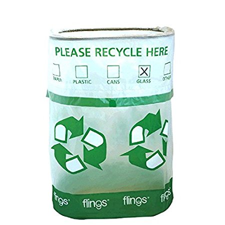 Amscan Flings Bin - Recycle Patented Pop-Up Trash Bin, 22 x 15 x 10"/13 gallon, Green
