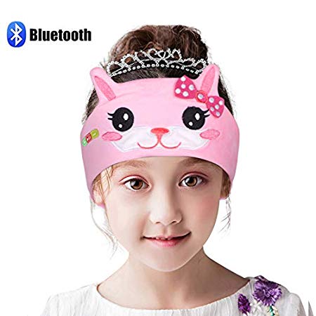 Homelove Kids Wireless Bluetooth Headphones, Hi-Fi Stereo Wireless Headset,with Built-in Mic, Soft Fleece Headband or Patch for School or Home Bunny