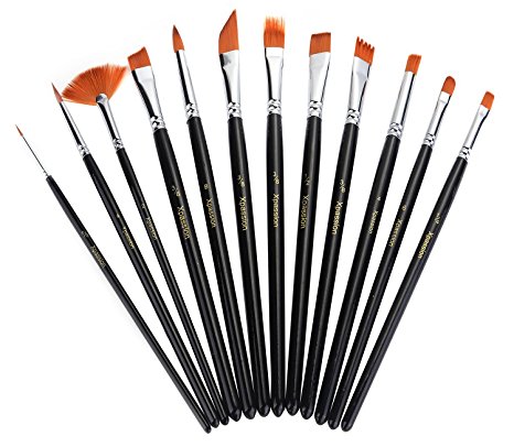 Paint Brush Set Acrylic Xpassion 12pcs Professional Paint Brushes Artist for Watercolor Oil Acrylic Painting