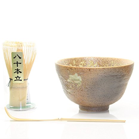 Tealyra - Matcha - Start Up Kit - 3 items - Matcha Green Tea Gift Set - Japanese Made Golden Bowl - Bamboo Whisk and Scoop - Gift Box