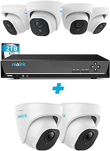 Reolink 4K PoE Security Camera System Bundle, 6pcs 8MP Person/Vehicle Detection Smart PoE IP Cameras, a 8CH NVR Pre-Installed with 2TB HDD(Include 4 x 18M Cat5 Cable)