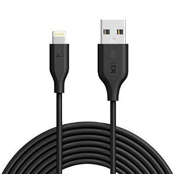 Anker PowerLine 10ft Apple MFi Certified Extra Long Lightning to USB Cable Sturdy Charging Cord for iPhone 55s5c 66s Plus iPad miniAirPro iPod touchBlack