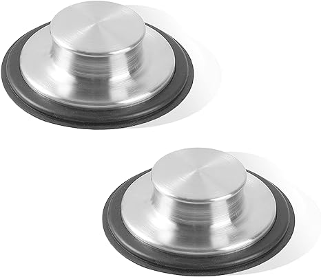 (2-Pack) Stainless Steel Kitchen Sink Stoppers - 3.35” x 1.18” Universal Fit Sink Drain Stoppers- with Strong Rubber Seal and Round Knob Grip - Suitable Replacement for InSinkErator STP-SS Stopper