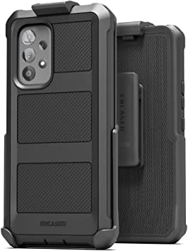 Encased Falcon Shield Belt Case for Samsung Galaxy A53 5G with Built-in Screen Protector and Holster Clip (Black)