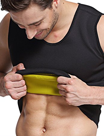 Hisweet Body Shaper for Men Tummy Neoprene Slimming Tank Top Vest Weight Loss Gym Shirt for Workout