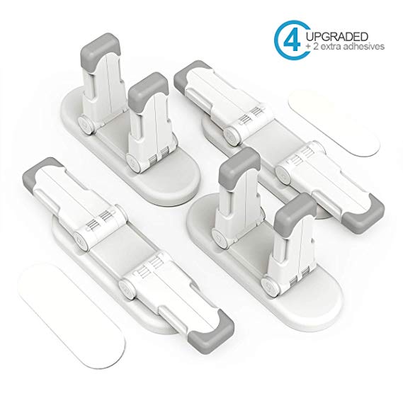 ABTOR Child Safety Door Lever Lock, 4 Pack Upgraded Child Proof Door Handle Lock Double Locks Design with Adhesive Tool-Free Installation Prevent Kids from Opening the Door