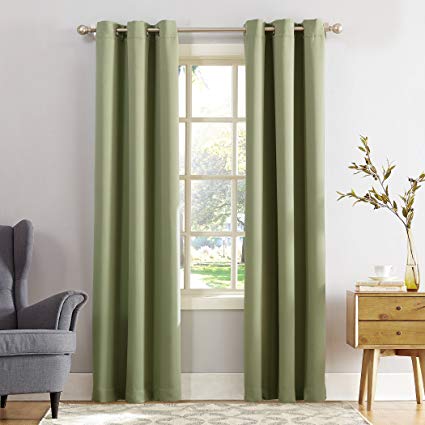 Sun Zero Easton Blackout Energy Efficient Grommet Curtain Panel, 40" x 84", Sage Green