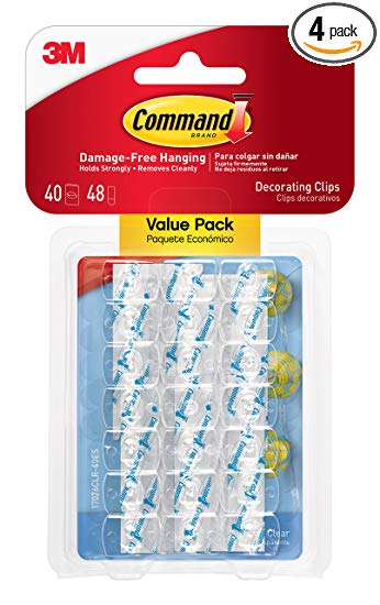 Command Decorating Clips, Clear, 40-Clip, 4-Pack