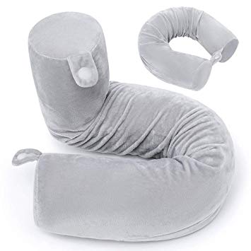 poymecy Twist Memory Foam Travel Pillow Neck, Lumbar Leg Support Traveling on Airplane, Bus,Chin, Train at Home(Grey Memory Foam)