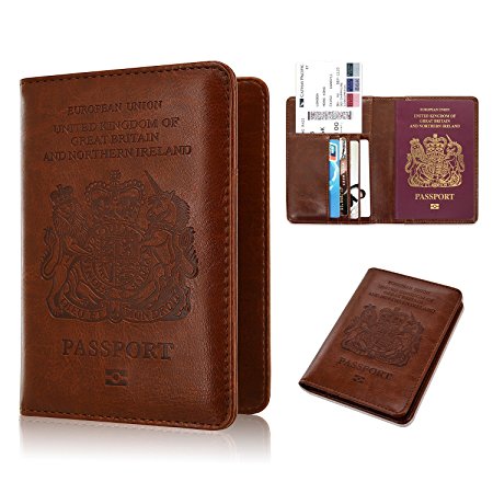 Passport Holder Case, ACdream Protective Premium Leather RFID Blocking Wallet Case for Passport, Brown