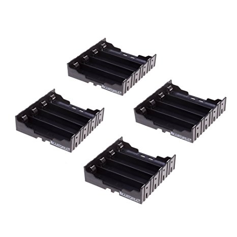 BCP 4pcs Plastic Li-ion DIY Battery Case Holder for 4x3.7V 18650 Batteries