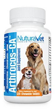 Arthrocos-CA Hip & Joint Support Supplement For Dogs With Glucosamine, MSM, Chondroitin, Vitamins C & E – For Young, Senior & Arthritic Dogs – Vet Approved Formula, USA Made – 120 Chewable Tablets