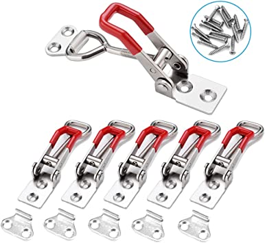 E-TING 6-Pack 4001 330Lbs Holding Capacity Adjustable Toggle Latch Clamp Smoker Latch Clamps 150Kg Quick Release Pull Latch Toggle Clamp for Various Tool Box