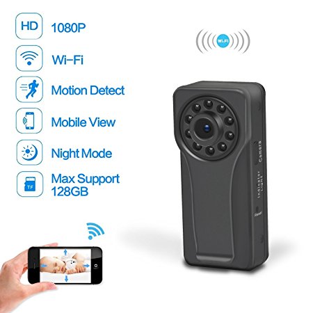 Wifi Mini Hidden Wireless Spy Camera, 1080P HD Mini Body Camera, Monitoring Motion Detection Night Vision for Home Security Nanny Baby Pets, Suit For Outdoor Recording With Clip Design