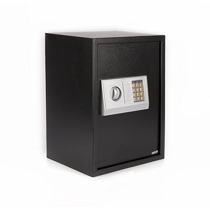 Windaze Large Electronic Digital Safe Security Box Keypad Lock for Gun Cash Jewelry Valuable Storage, Silver Panel