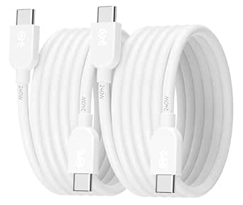 Cable Matters 2-Pack Extreme Flexible 240W USB C Charging Cable 6ft, White, for MacBook Pro, iPad Pro, iPhone 15 Pro, Apple Vision Pro (140W USB C Charger Cable, USB C Cable, USB 2.0, No Video)