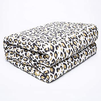 Sleepymoon Weighted Blanket| for Adult Kids| Twin Queen/Full King Size| Breathable Organic Sensory Heavy Blanket Cooling with Glass Beads for Better Sleep (60''×80'' 20lbs, Leopard Print)