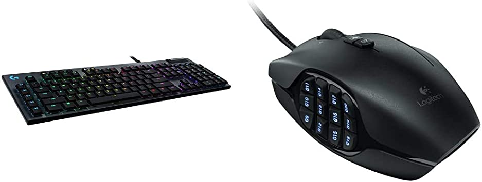 Logitech G815 RGB Mechanical Gaming Keyboard (Tactile) & G600 MMO Gaming Mouse, RGB Backlit, 20 Programmable Buttons