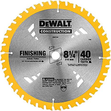 DEWALT 8-1/4-Inch Circular Saw Blade, ATB Thin Kerf with 5/8-Inch Arbor, 40-Tooth (DW3184)