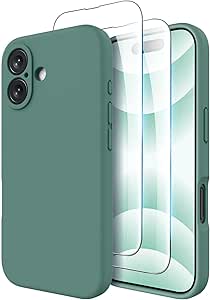 OTOFLY Compatible with iPhone 16 Plus Case with 2 Pack Screen Protectors, Compatible with MagSafe, Magnetic Silicone Case for 16 Plus, Pine Green