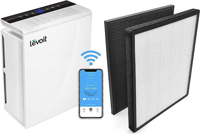 LEVOIT Air Purifiers for Home Large Room with Extra Hepa Filter, Captures Smoke, Dust and Pollen for Bedroom with Air Quality Monitor, Sleep Mode, Smart WiFi, Auto, Voice Control, LV-H131S-RXW