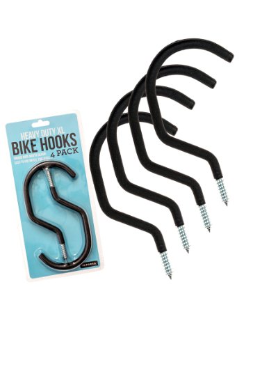 Heavy-Duty XL Bike Hangers / Hooks - Fits All Bike Types, Easy On/Off - 4-Pack