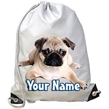 Personalised Kids Pug Puppy Gym / PE / Swimming Bag