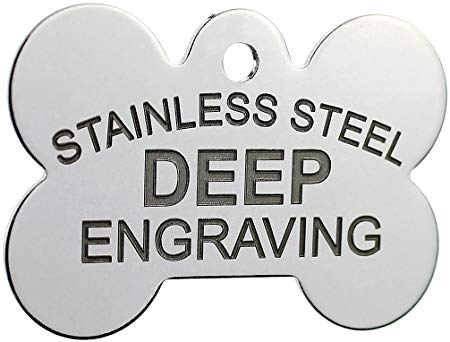 Stainless Steel Custom DEEP Engraved Pet ID Tags Personalized Front and Back Dog Tags for Dogs and Cats