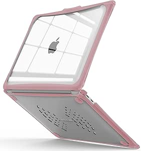 IBENZER Hexpact Compatible with MacBook Air 13 Inch Case 2022 2021 2020 M1 A2337 A2179 A1932, Heavy Duty Protective Case with Screen Lock for Mac Air 13 with Touch ID, Pinkish, AT13-PKSH