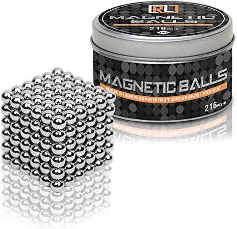 R&L Magnetic Sphere, 216PCS   6 Magic Cubes Building Blocks Educational Toys Stress Relief Toy Games Square Cube Magnets develops Intelligence (5MM)