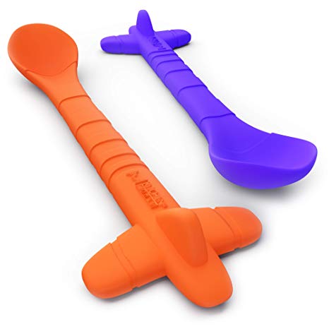 M KITCHEN WORLD Silicone Training Spoons Teether for Toddlers-BPA Free 2 Pack