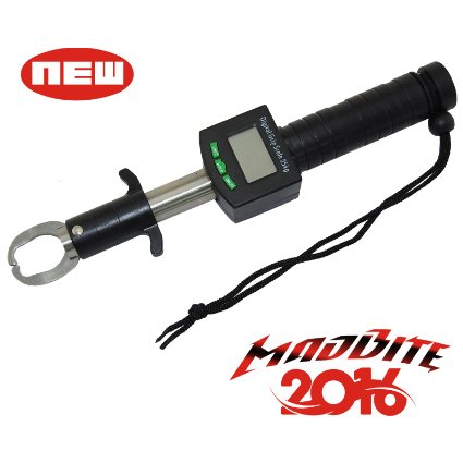 MadBite Multi-Function Fishing Grips - Floating Digital Scale Tape Measure Thermometer and Spring Scale Features in Selective Fish Lip Grippers - 2015 ICAST Award Winning Manufacturer - 2016 New Arrival Sale