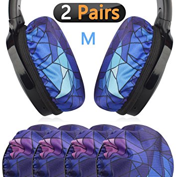 Geekria Flex Fabric Headphone Earpad Covers/Stretchable and Washable Sanitary Earcup Protectors. Fits 3"-4" Over-Ear Headset Ear Cushions/Good for Gym, Training (Diamond, 2 Pairs)