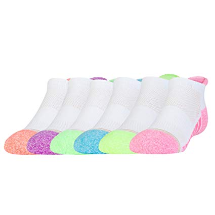 Gold Toe Girls' No Show Socks with Cushion Tab & Arch Support, 6 Pairs
