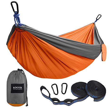 Kootek Camping Hammock Portable Indoor Outdoor Tree Hammock with 2 Adjustable Hanging Straps, Lightweight Nylon Parachute Hammocks for Backpacking, Travel, Beach, Backyard, Hiking