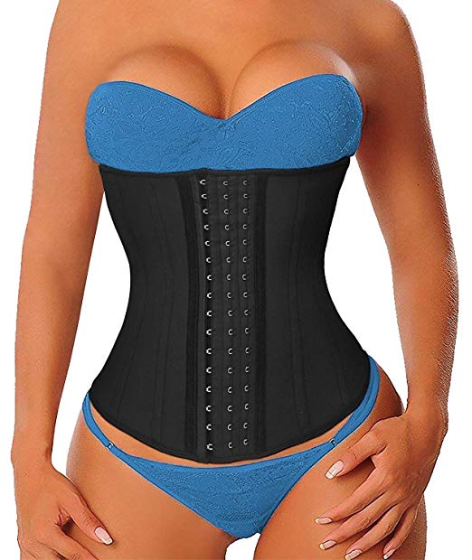 YIANNA Women's Latex Sports Waist Trainer Long Torso Waist Cincher 3 Hook Rows