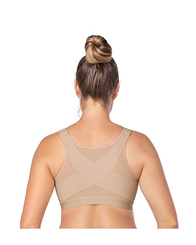 Leonisa Back Support Posture Corrector Wireless Bra Adjustable Front Closure