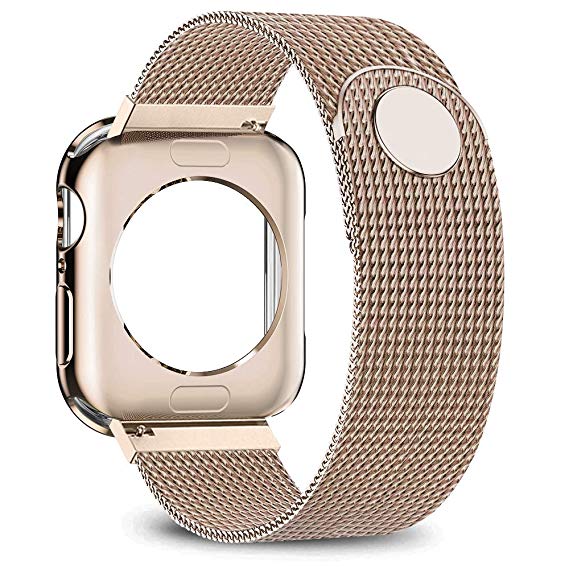 SIRUIBO Compatible for Apple Watch Band with Screen Protector 38mm 40mm 42mm 44mm, Soft TPU Frame Case Cover Bumper for Apple Series 1/2/3/4
