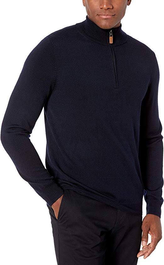 Amazon Brand - BUTTONED DOWN Men's Italian Merino Wool Midweight Cashwool Quarter-Zip Sweater