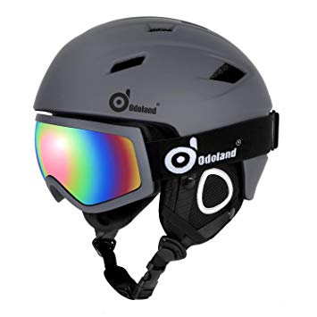 Odoland Snow Ski Helmet and Goggles Set for Kids and Adult Sports Helmet and Protective Glasses - Shockproof/Windproof Protective Gear for Skiing, Snowboarding, Motorcycle Cycling and Snowmobile